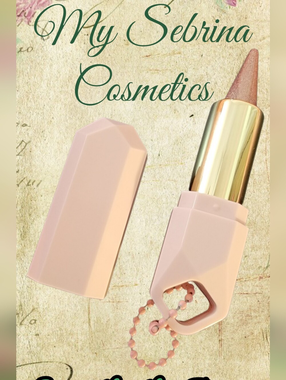 Beautiful Nude Mauve Soft Pink Frost Lipstick & Pink Keychain